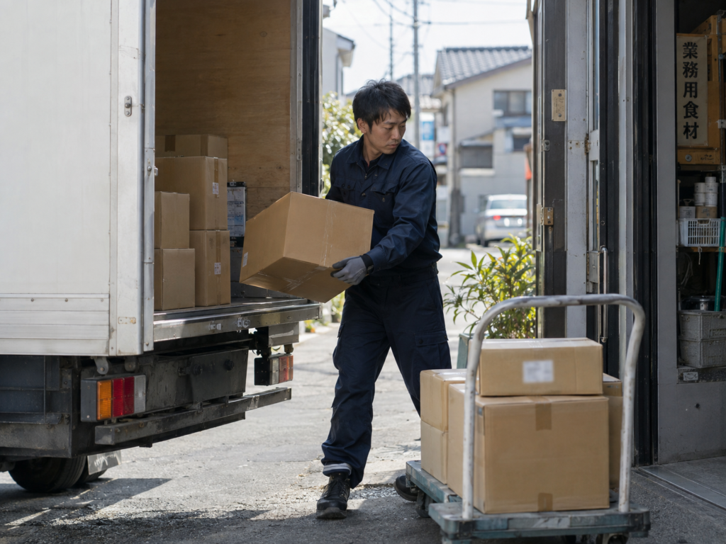 納品先での荷下ろし